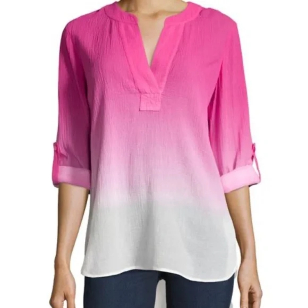 Diane Von Furstenberg Esti Pink Ombre Popover Tunic Size 8